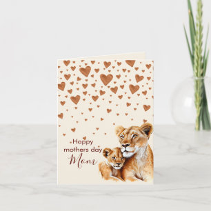 Mother Lion and her baby mother's day Card