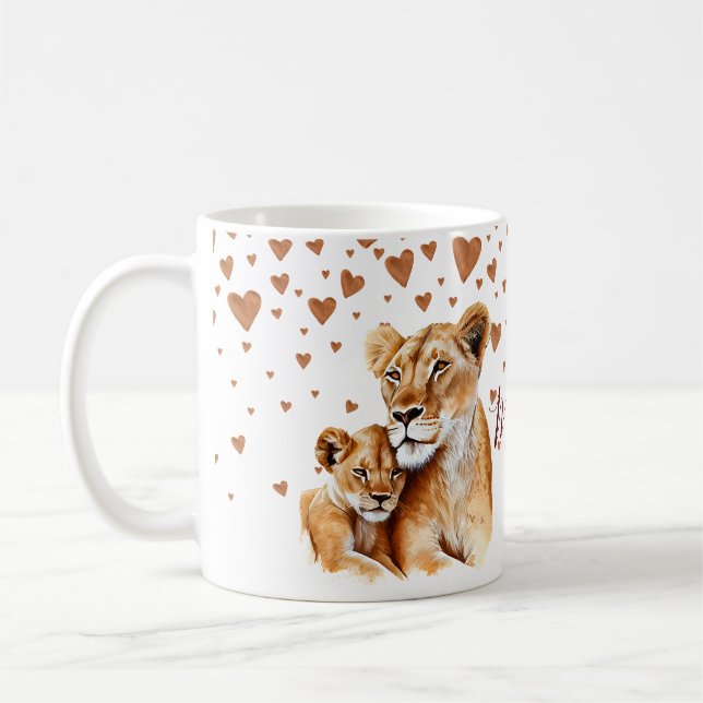 Mother Lion and her baby mother's day  Coffee Mug (Left)