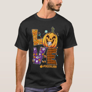 Mother Love Letter Baseball Mum Halloween Pattern T-Shirt