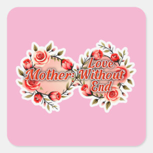 Mother Love Without End – Floral Design Square Sticker