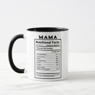 Mother Mama Nutritional Facts Joke Mug - Pun Funny