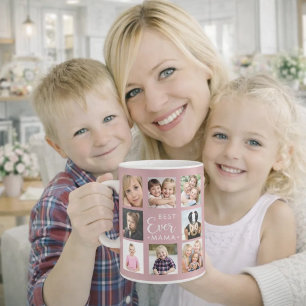 Mother mama photo collage dusty rose pink coffee mug