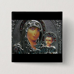 Mother Mary and Baby Jesus 15 Cm Square Badge