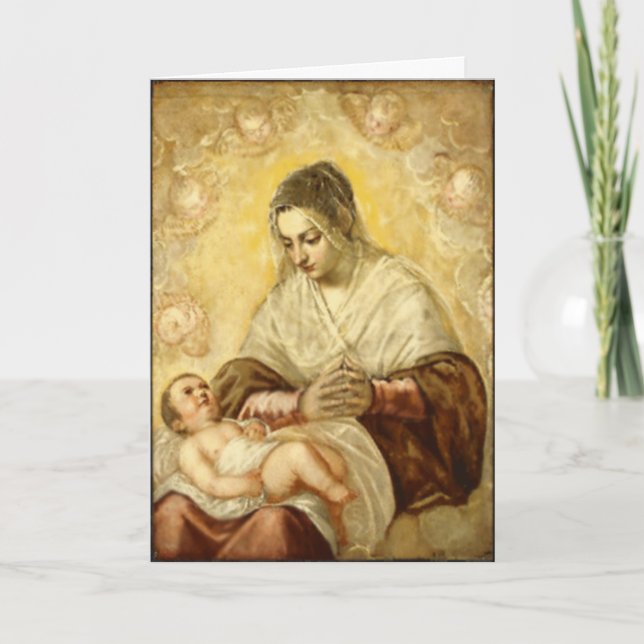 Mother Mary And Baby Jesus Greeting Card (Front)