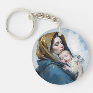 Mother Mary and Baby Jesus Key Ring