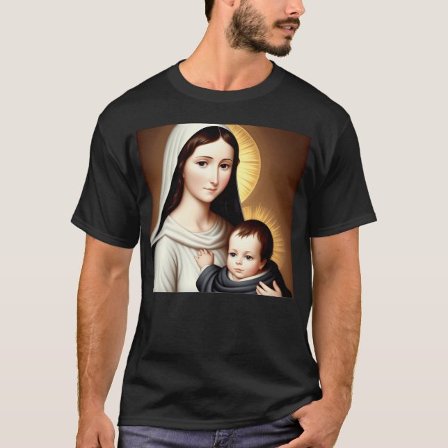 Mother Mary and Baby Jesus retro T-Shirt (Front)