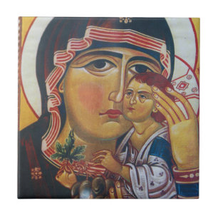 Mother Mary And Jesus Art Ceramic Tile