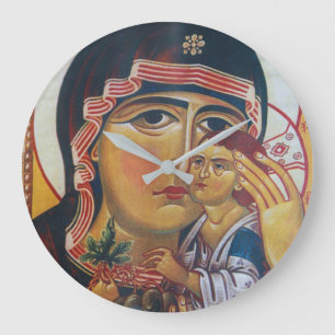 Mother Mary And Jesus Art Large Clock