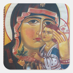 Mother Mary And Jesus Art Square Sticker