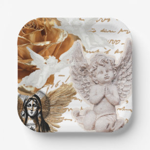 Mother Mary Angel Themed Peaceful And Luxurious  Paper Plate