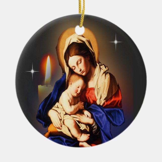 Mother Mary Ceramic Ornament (Front)