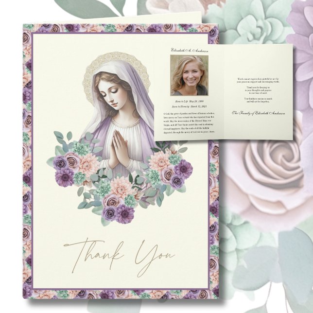 Mother Mary Funeral Prayer Memorial Thank You  Note Card (Creator Uploaded)