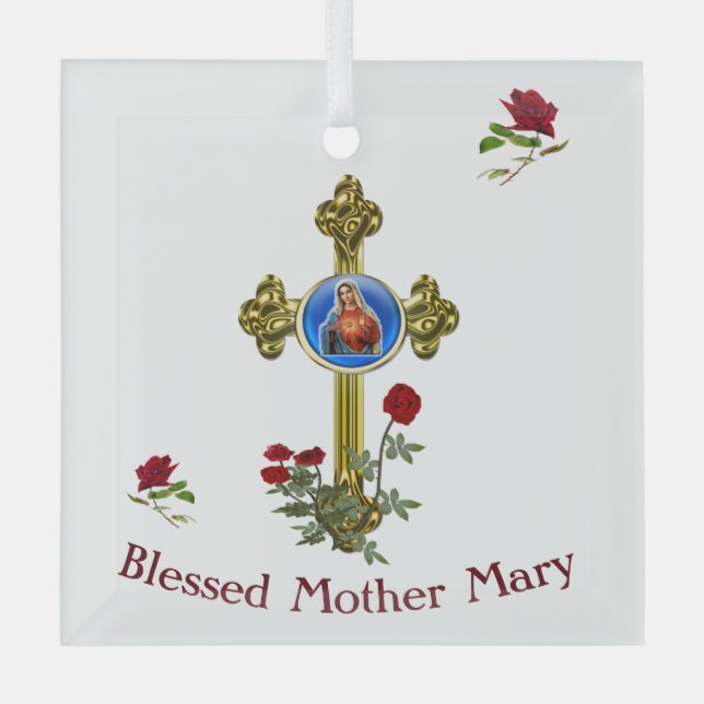 Mother MAry Glass Tree Decoration (Front)