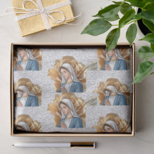Mother Mary Gold Flower Baptism Catholic Christian Tissue Paper