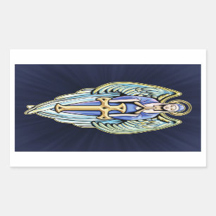 Mother Mary Guardian Angel Cross Design Rectangular Sticker