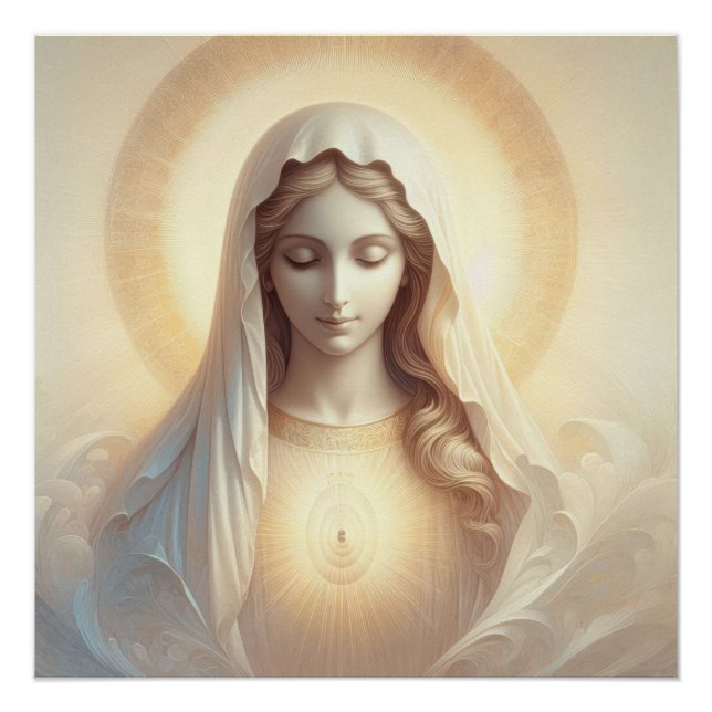 Mother Mary In Soft White Tones Poster (Front)