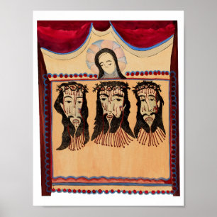 Mother Mary Jesus Christ Thorn Crown art Painting  Poster