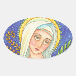 Mother Mary Portrait CLASSIC OVAL STICKERS Sheet