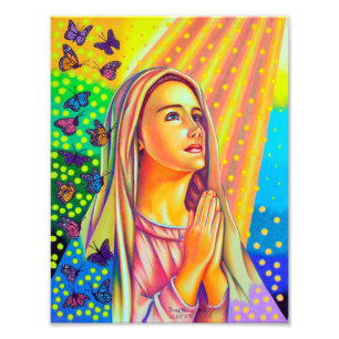 Mother Mary Praying With Light From Above Photo Print