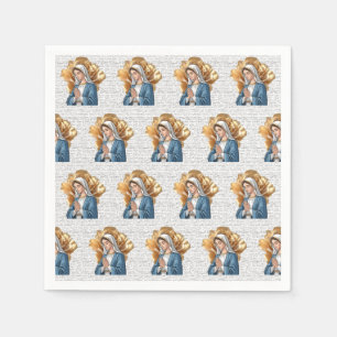 Mother Mary Religious Catholic Christian Baptism Napkin