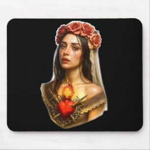 Mother Mary Sacred Heart Cry  Mouse Pad
