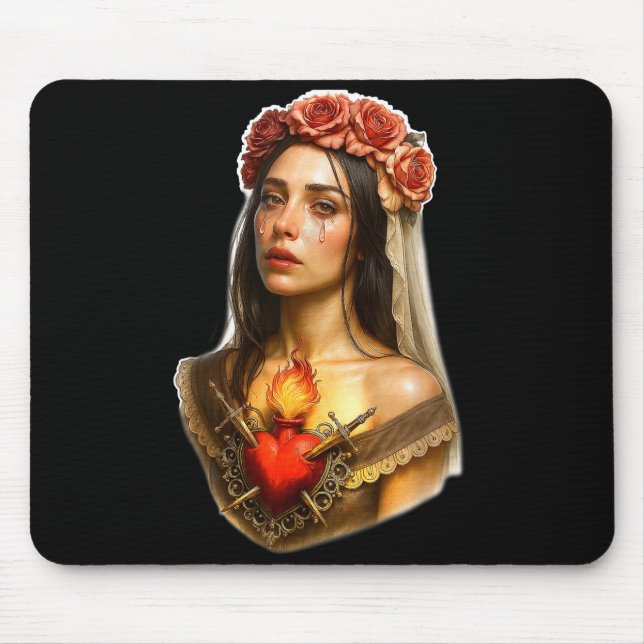 Mother Mary Sacred Heart Cry  Mouse Pad (Front)