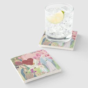 Mother Mary Scrapbook Aesthetic Heart Stamp Seal Stone Coaster