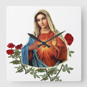 Mother MAry Square Wall Clock
