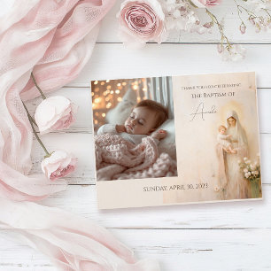Mother Mary with Baby baptism Thank You Card