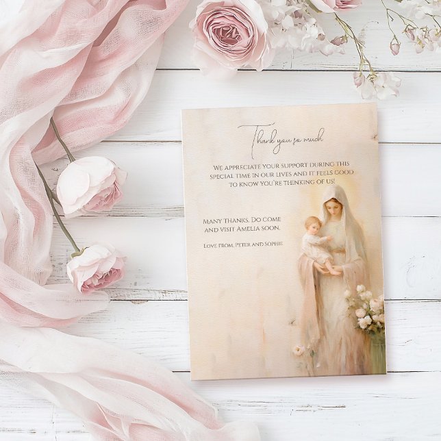 Mother Mary with Baby baptism Thank You Card (Creator Uploaded)