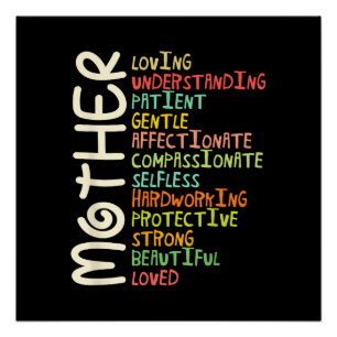 Mother Meaning Shirt I Love Mum Mothers Day Poster