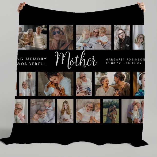 Mother Memorial 18 Photo Collage Fleece Blanket (Creator Uploaded)