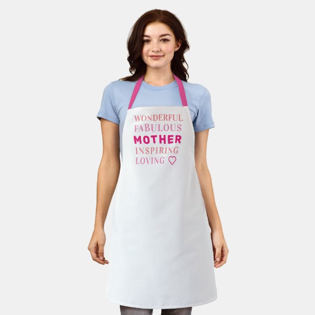 Mother Modern Typography Heart Apron (Worn)