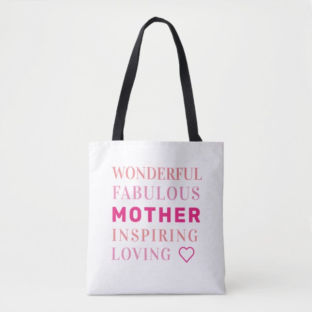 Mother Modern Typography Heart Tote Bag (Front)