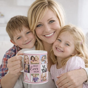 Mother mom photo collage dusty rose pink coffee mug