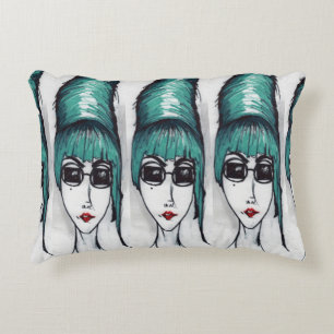 Mother Monster Teal Beehive Drawing Original Art Decorative Cushion