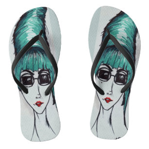 Mother Monster Teal Beehive Pop Art Drawing Thongs