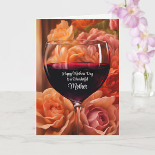 Mother Mum Happy Mothers Day with Glass of Wine  Card