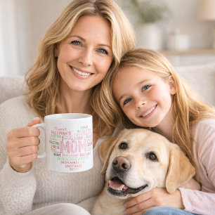 Mother mum heart word art coffee mug