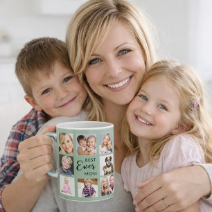 Mother mum photo collage sage green coffee mug