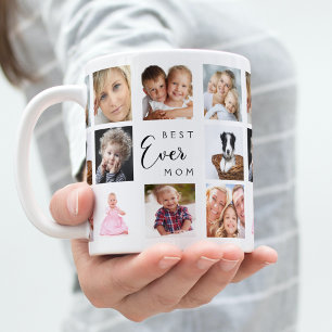 Mother mum photo collage white black coffee mug