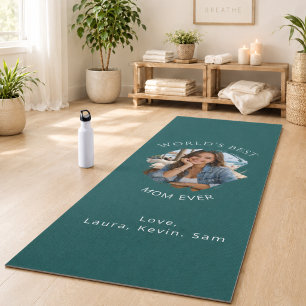 Mother Mum photo green teal Yoga Mat