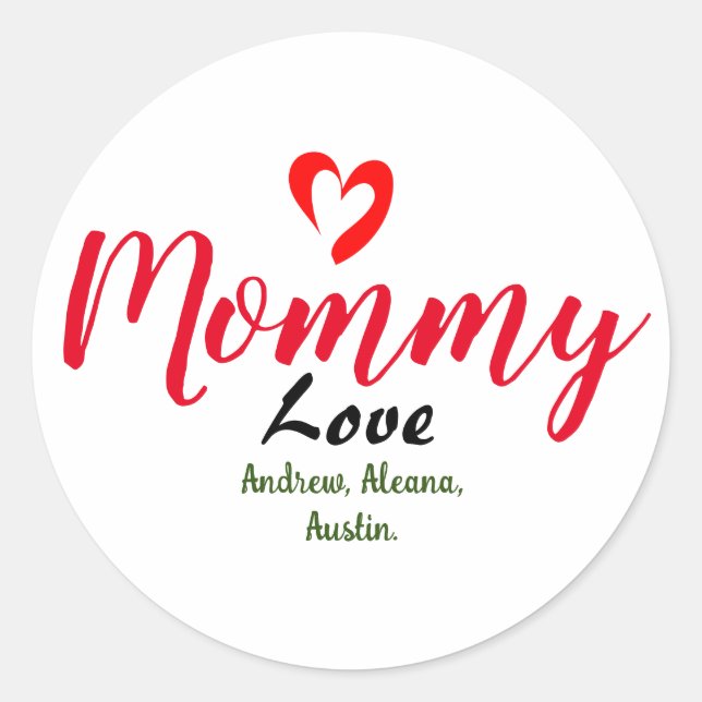 mother mummy mum kid names personalise custom   classic round sticker (Front)