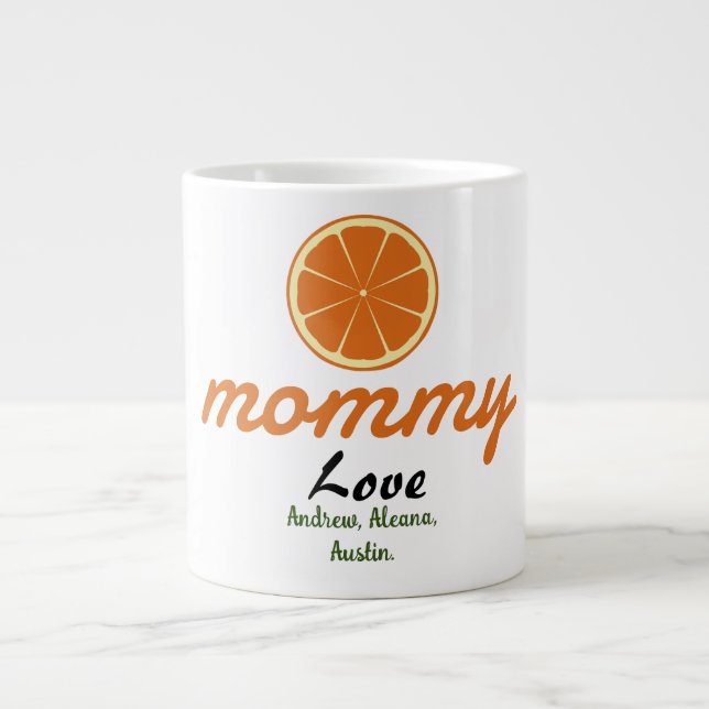 mother mummy mum kid names personalise custom large coffee mug (Front)