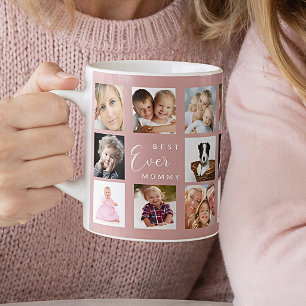 Mother mummy photo collage dusty rose pink coffee mug