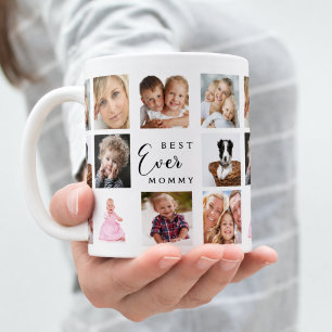 Mother mummy photo collage white black coffee mug