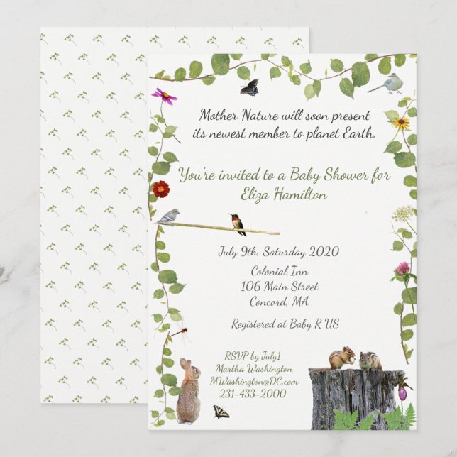 Mother Nature Calls: Baby Shower Invitation (Front/Back)