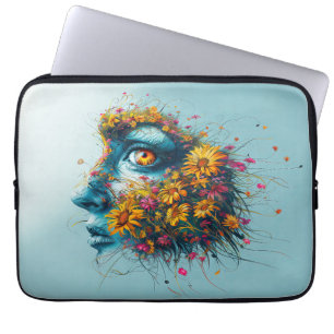 Mother Nature Goddess Floral Portrait Art Laptop Sleeve