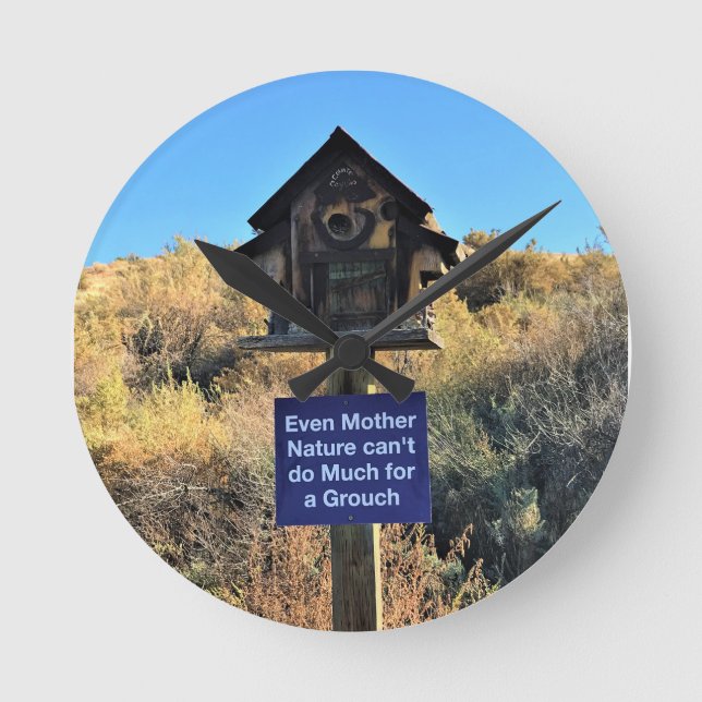 Mother Nature, Grouch Humour Round Clock (Front)