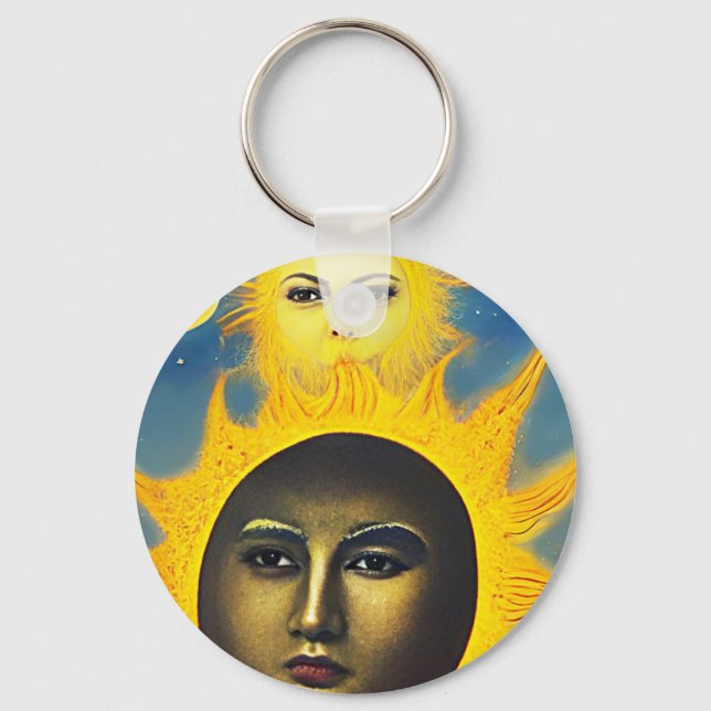 Mother Nature Sun moon Original fantasy art   Key Ring (Front)